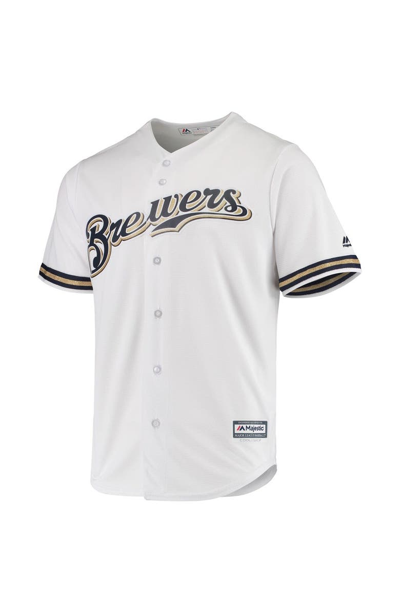 MAJESTIC Men's Majestic White Milwaukee Brewers Team Official Jersey, Alternate, color, White