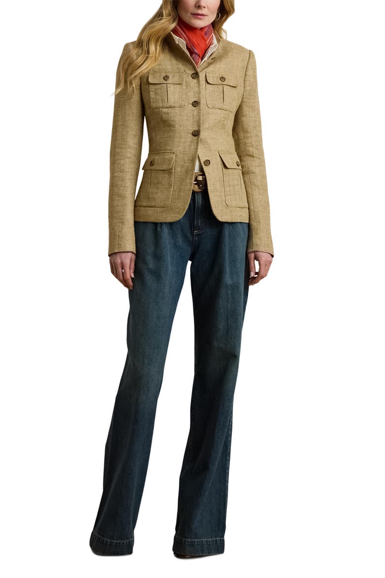 Herringbone Tweed Linen Jacket, Alternate, color, LIGHT BROWN/ TAN