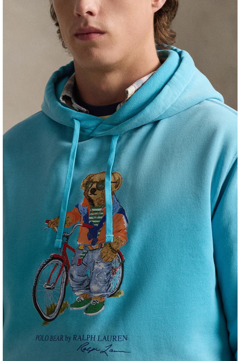 Polo Bear Graphic Hoodie, Alternate, color, PERFECT TURQUOISE- SUMMER BEAR
