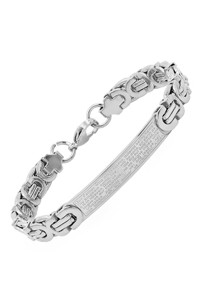 Men's Stainless Steel Lord's Prayer ID Bracelet, Alternate, color, METALLIC