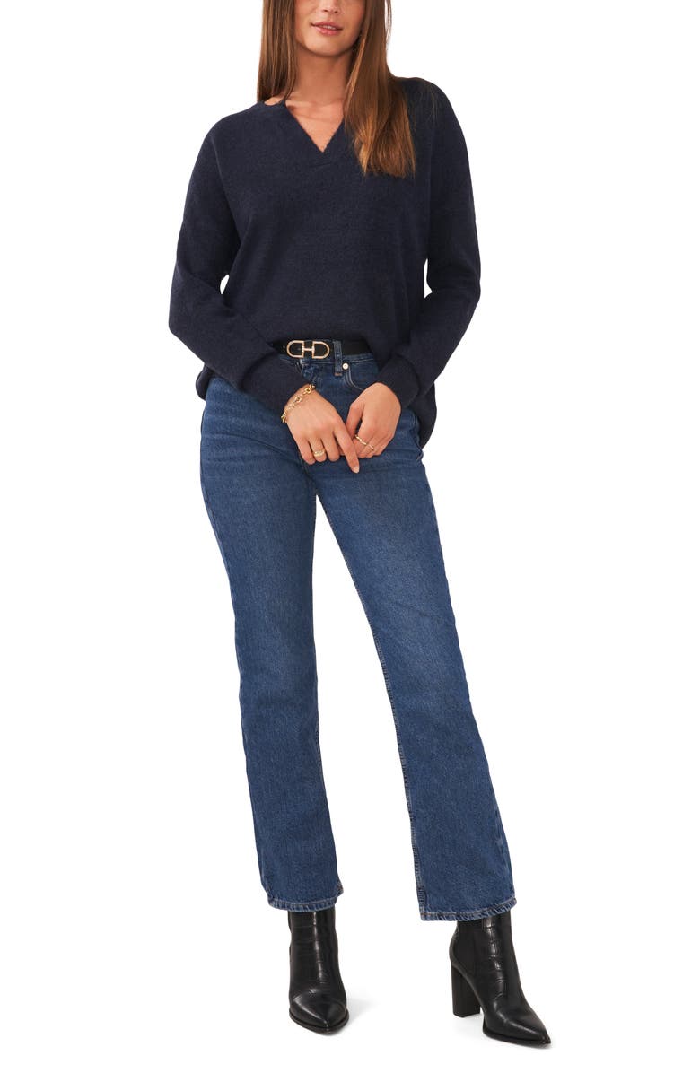 Vince Camuto Drop Shoulder V-Neck Sweater, Alternate, color, Vintage Blue