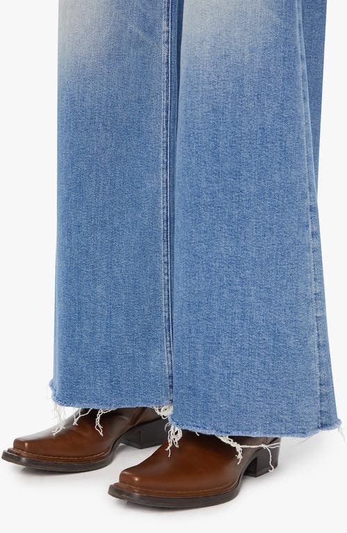 Mother The Tomcat Swisher Sneak Frayed Wide Leg Jeans In Blue