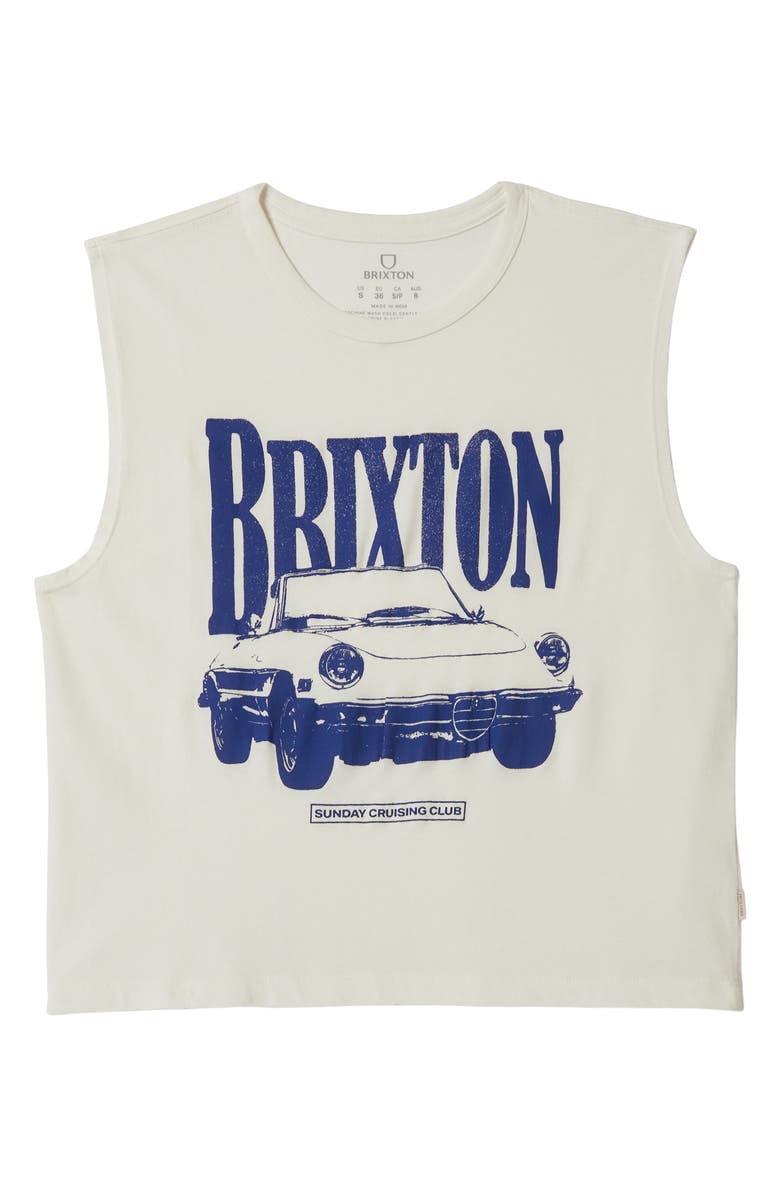 Brixton Sunday Cruising Cotton Graphic Muscle Tank, Alternate, color, Vintage White