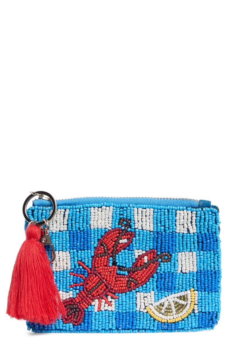 Collection XIIX Stripe Lemon Beaded Coin Pouch, Main, color, Blue Multi