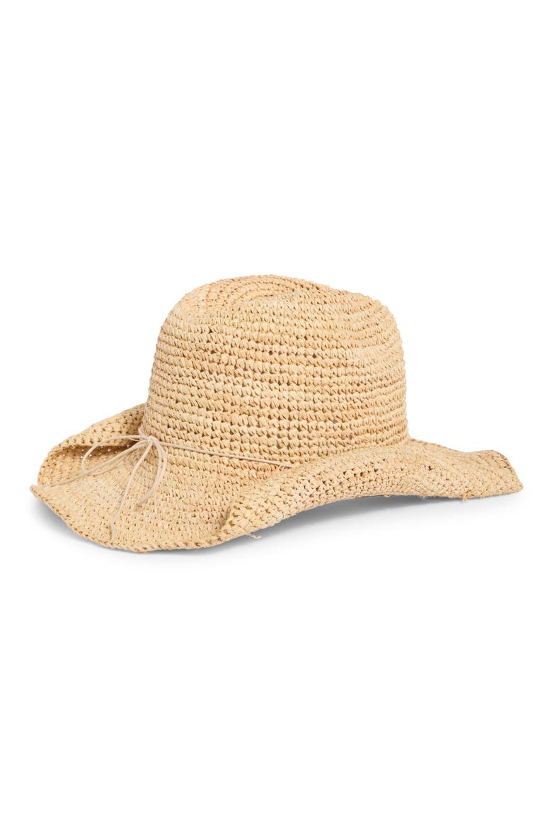 Beaded Raffia Cowboy Hat, Alternate, color, CORAL