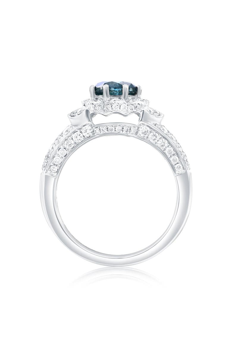 14K White Gold 1.20ct Blue Diamond & 0.71cttw Diamond Ring, Alternate, color, White Gold
