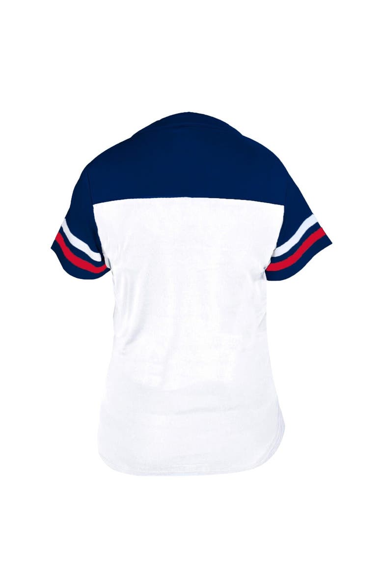 FANATICS Women's Profile White/Royal Chicago Cubs Plus Size Two-Stripe V-Neck T-Shirt, Alternate, color, White
