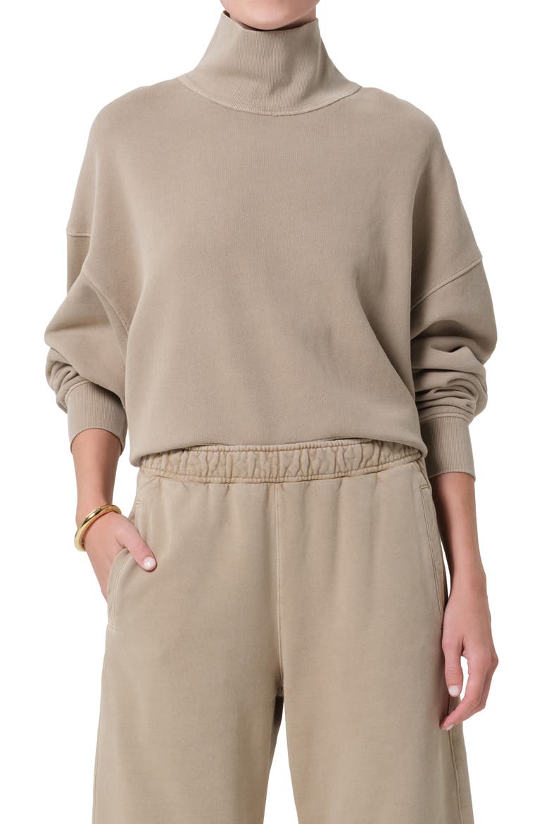 Jemma Cotton Blend Mock Neck Sweatshirt, Main, color, CATALINA LIGHT BEIGE