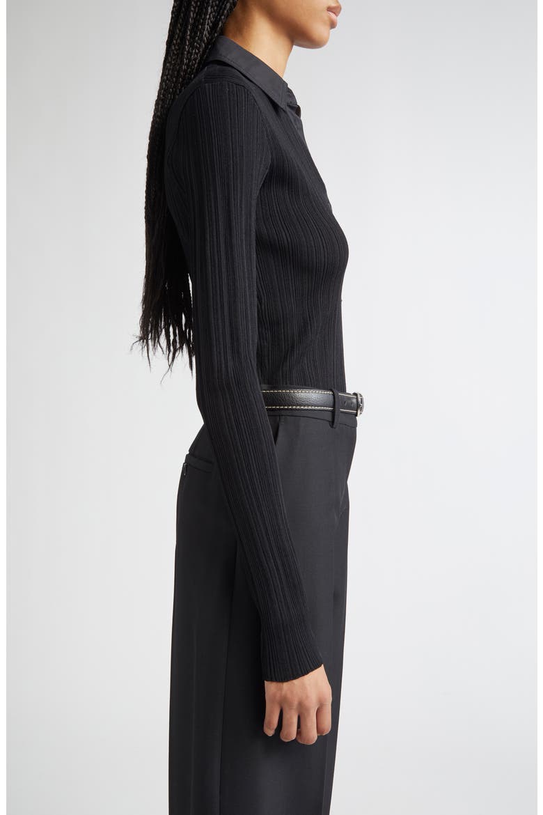 Half Placket Long Sleeve Knit Polo, Alternate, color, BLACK
