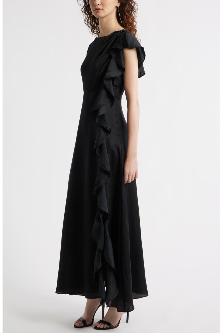 Asymmetric Ruffle A-Line Dress, Alternate, color, BLACK