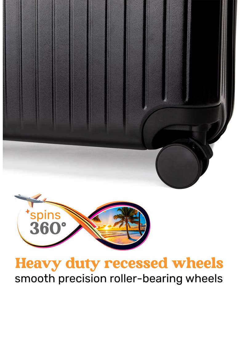 Ocean Polycarbonate Carry On Spinner Suitcase, Alternate, color, Black