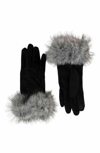 MARCUS ADLER Faux Suede Gloves with Faux Fur Cuffs