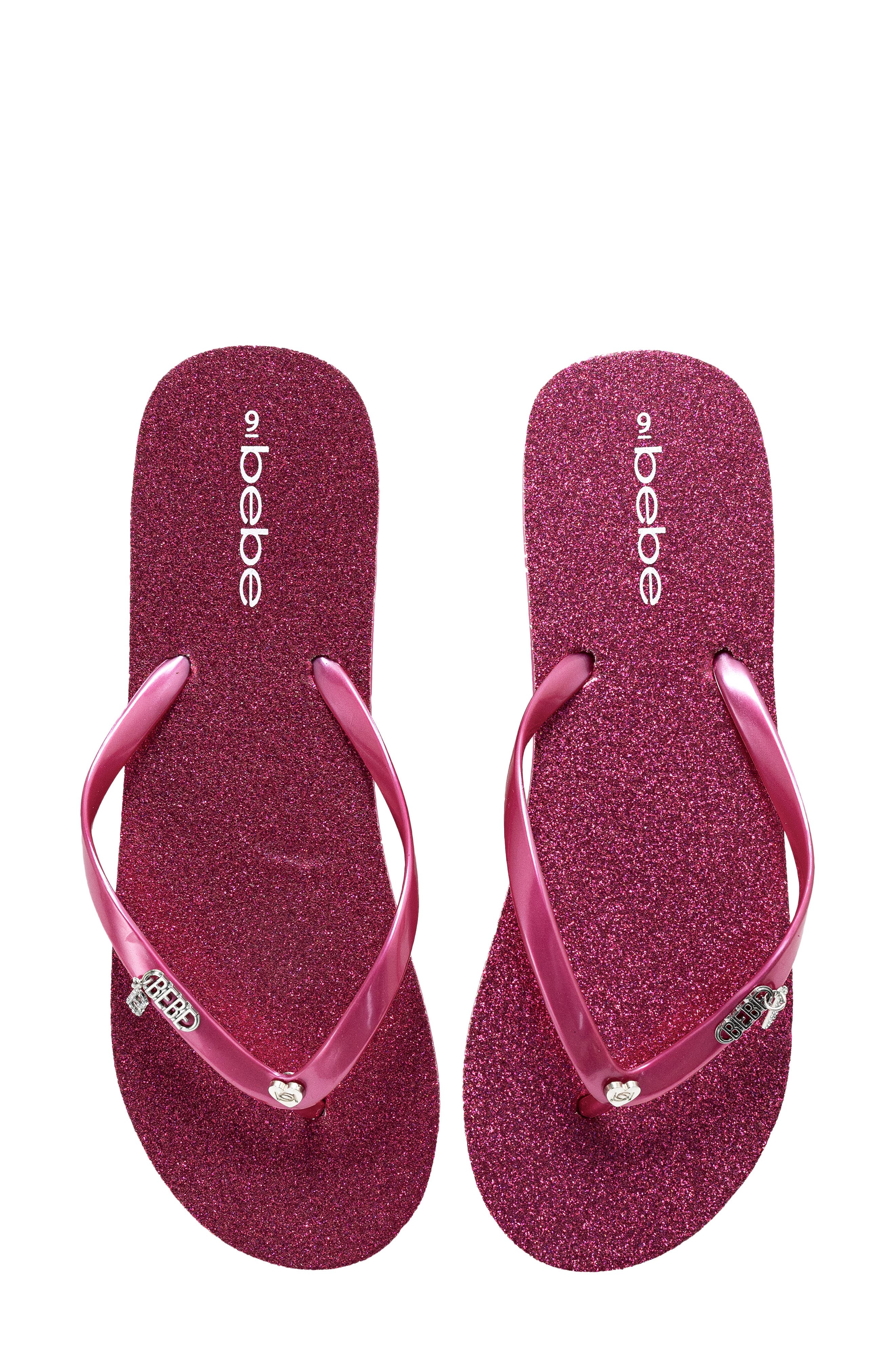 Glittery Thong Sandal, Alternate, color, FUCHSIA