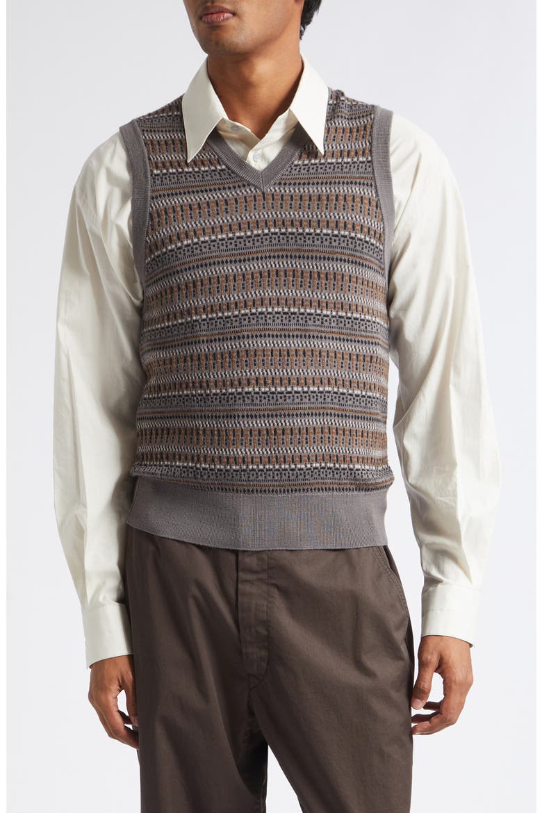 Jacquard Wool Blend Sweater Vest, Main, color, ALUMINIUM / OCHRE
