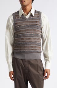 Lemaire Jacquard Wool Blend Sweater Vest