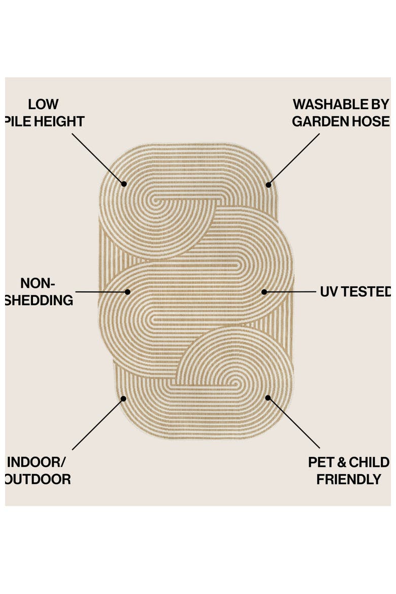 Margot Modern Geometric Arch Stripe Indoor/Outdoor Shaped Area Rug, Alternate, color, Cream/Natural