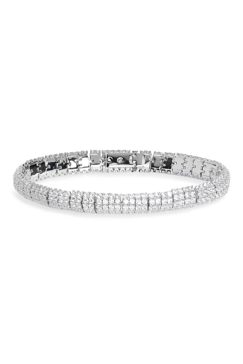 Crushed Pavé Dome Bracelet, Main, color, RHODIUM