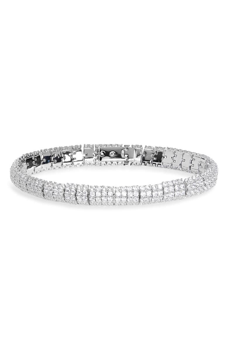 Nadri Crushed Pavé Dome Bracelet, Main, color, Rhodium