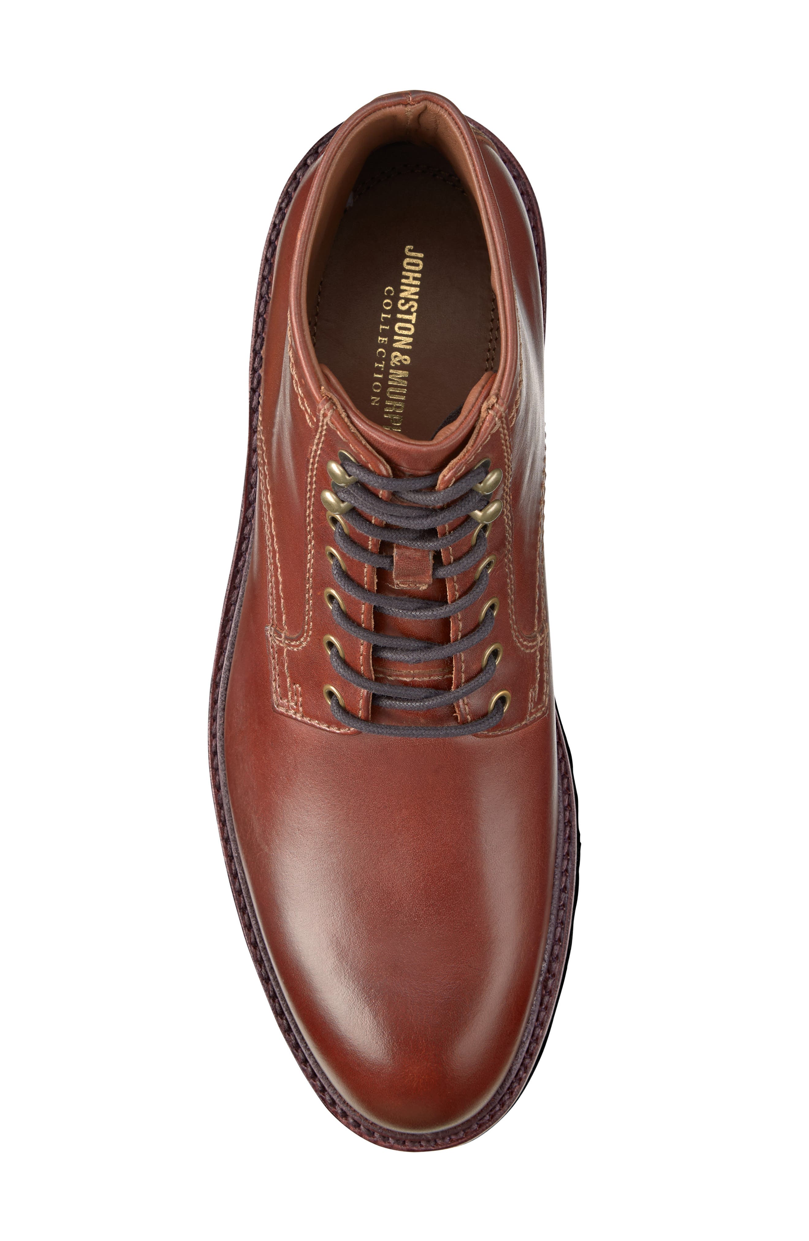 Johnston & Murphy Dudley Plain Toe Lug Boot, Alternate, color, Mahogany Full Grain