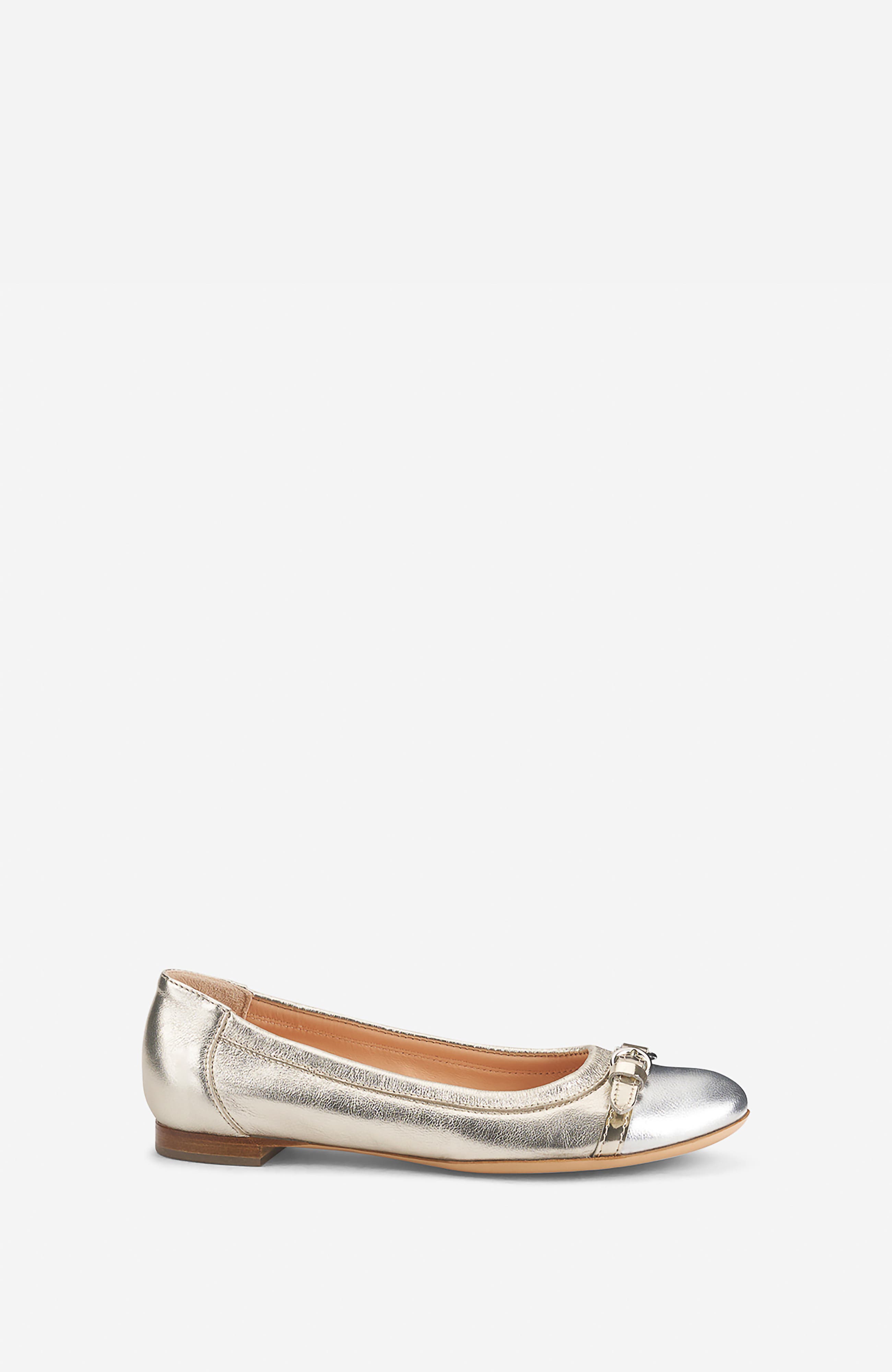 AGL Monika Cap Toe Ballet Flat, Main, color, Metallic Silver Sandy