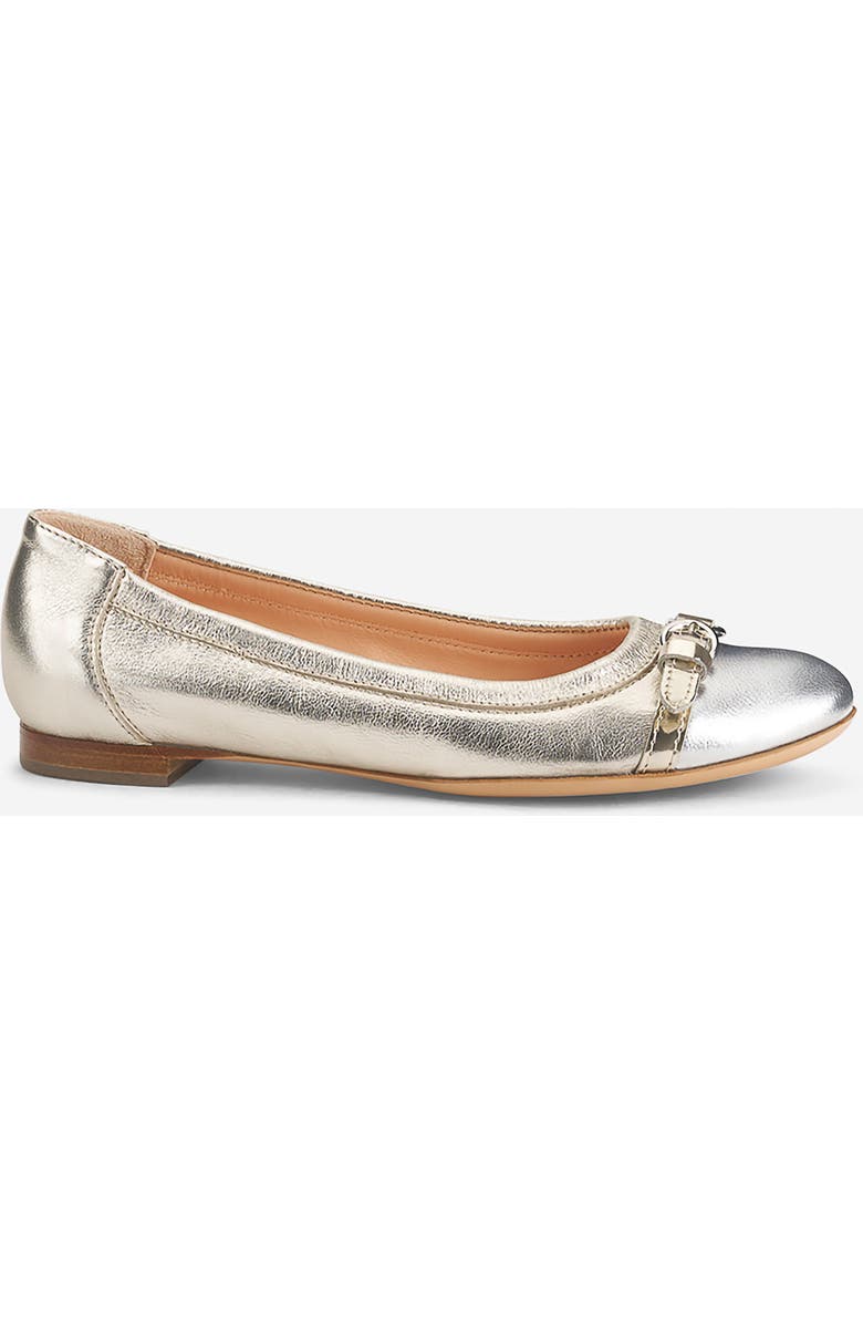 AGL Monika Cap Toe Ballet Flat, Main, color, Metallic Silver Sandy