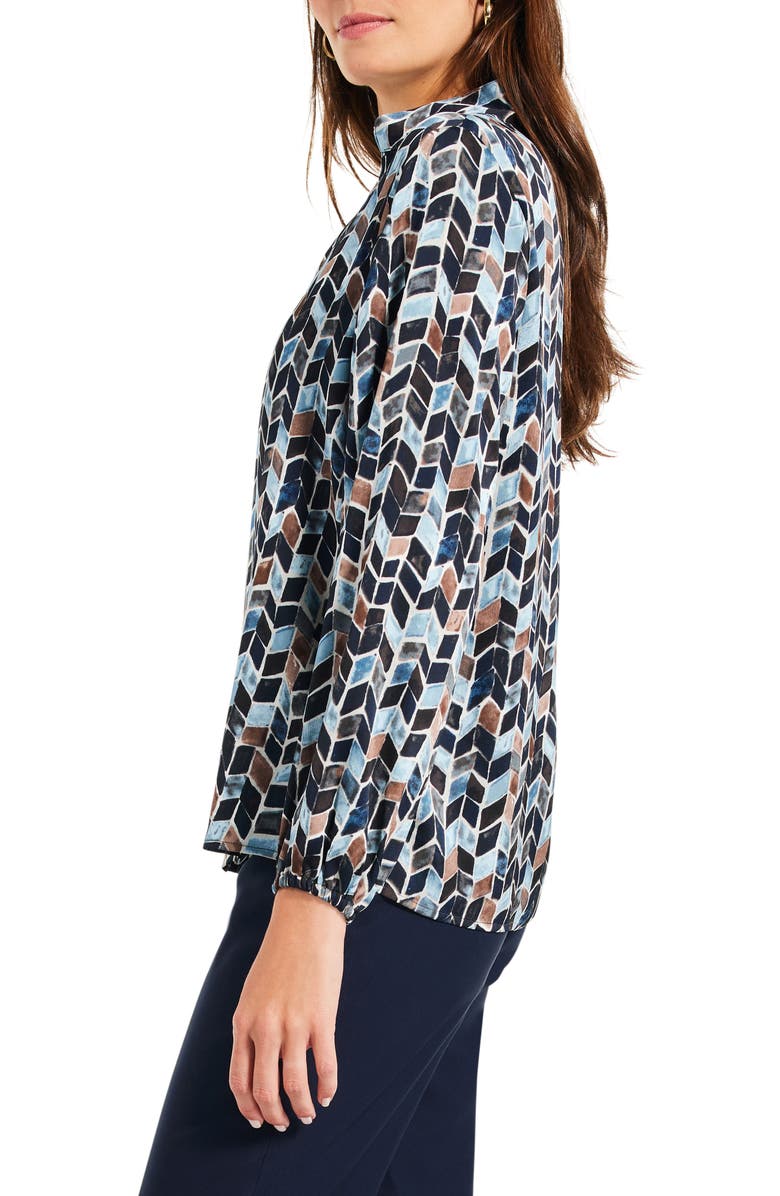 NIC+ZOE Herringbone Blues Split Neck Top, Alternate, color, 