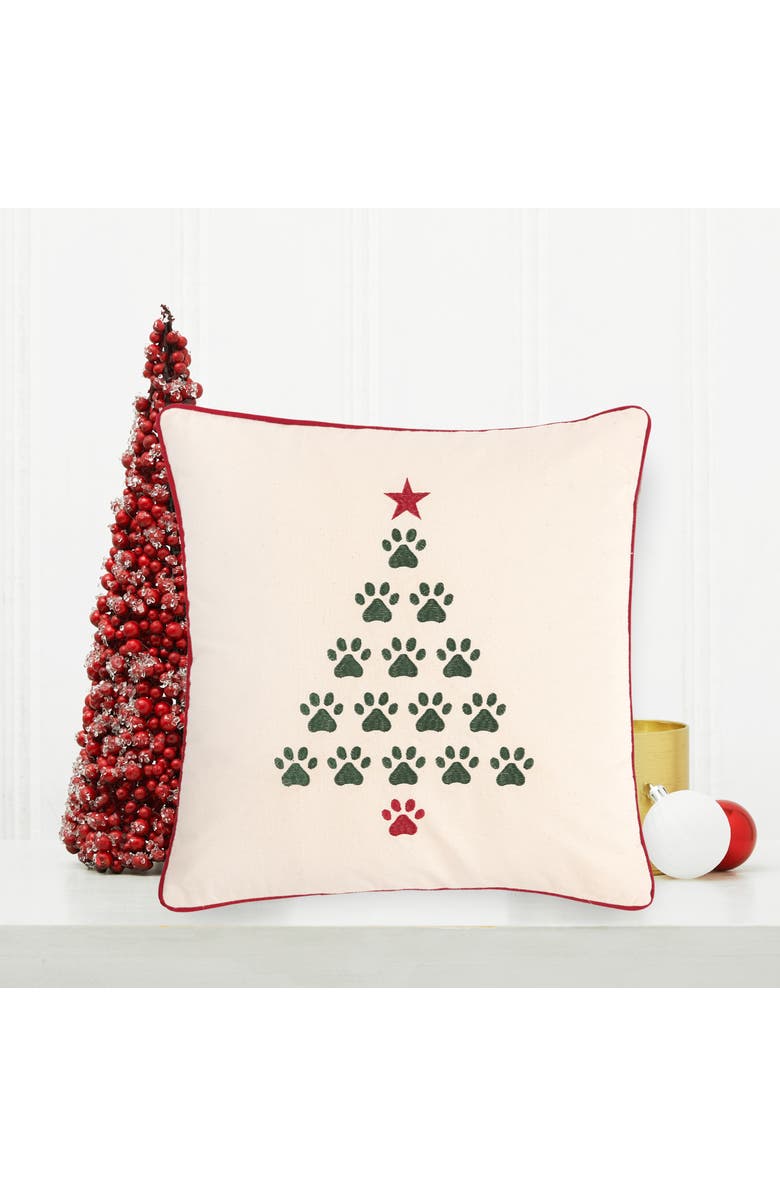 C&F Home Christmas Tree Paws Embroidered Throw Pillow, 18" x 18", Alternate, color, Green