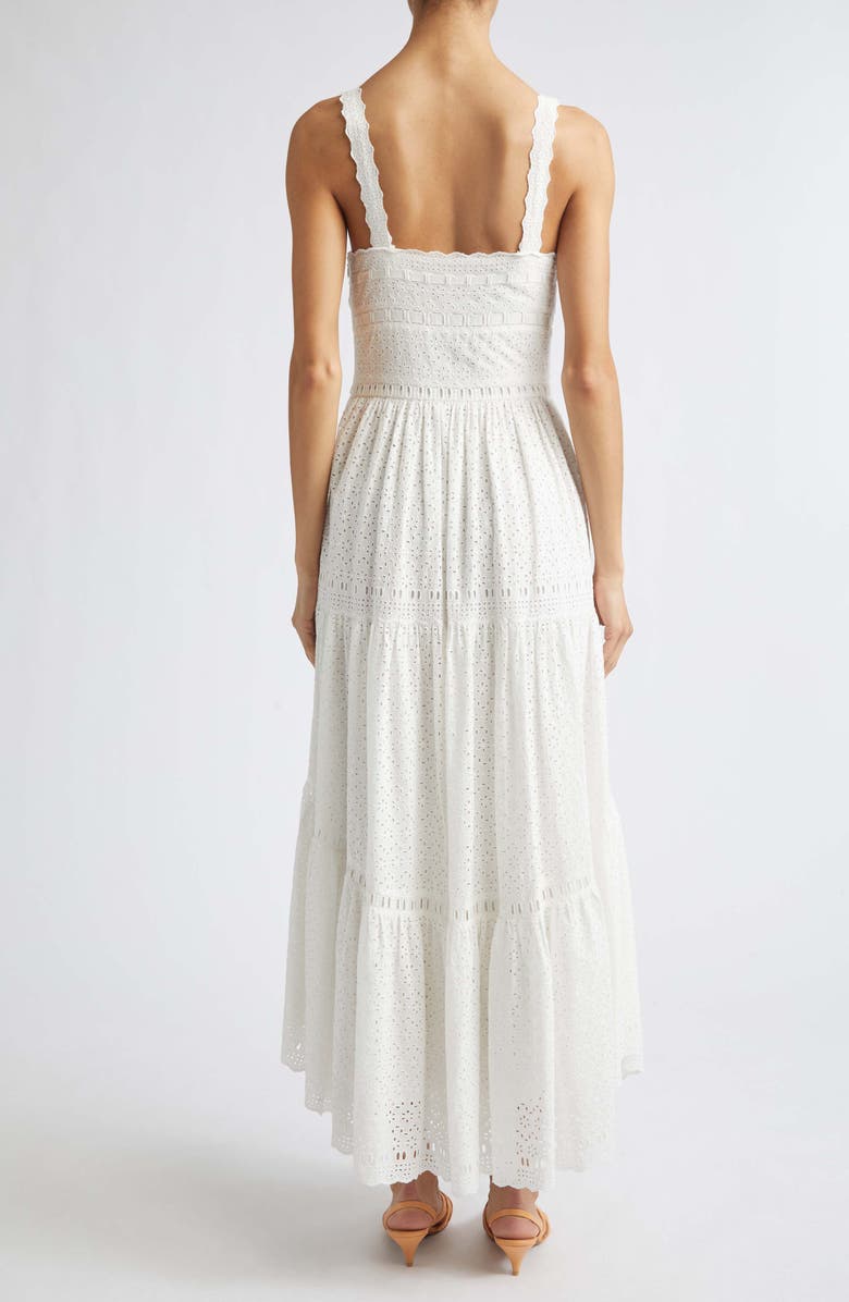 Ulla Johnson Constance Eyelet Sleeveless Cotton Maxi Dress, Alternate, color, Pristine