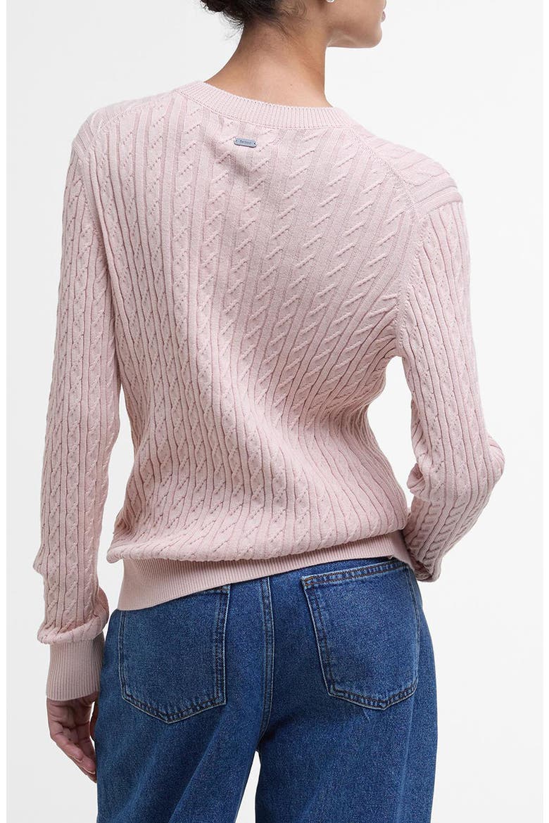 Hartland Cotton Cable Crewneck Sweater, Alternate, color, PRIMROSE PINK