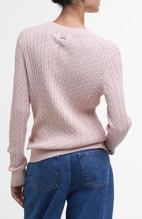 Barbour Hartland Cotton Cable Crewneck Sweater In Primrose Pink