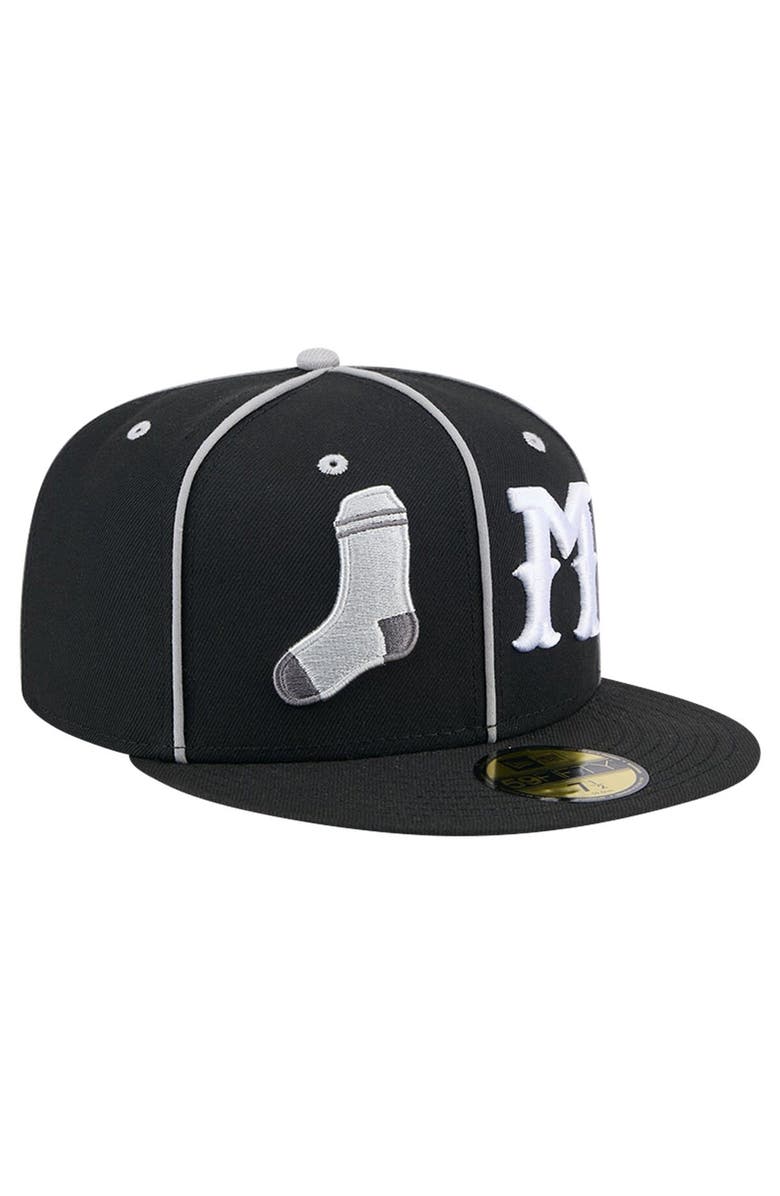 New Era Men's New Era Black Montgomery Biscuits Theme Night Gray Sox 59FIFTY Fitted Hat, Alternate, color, 