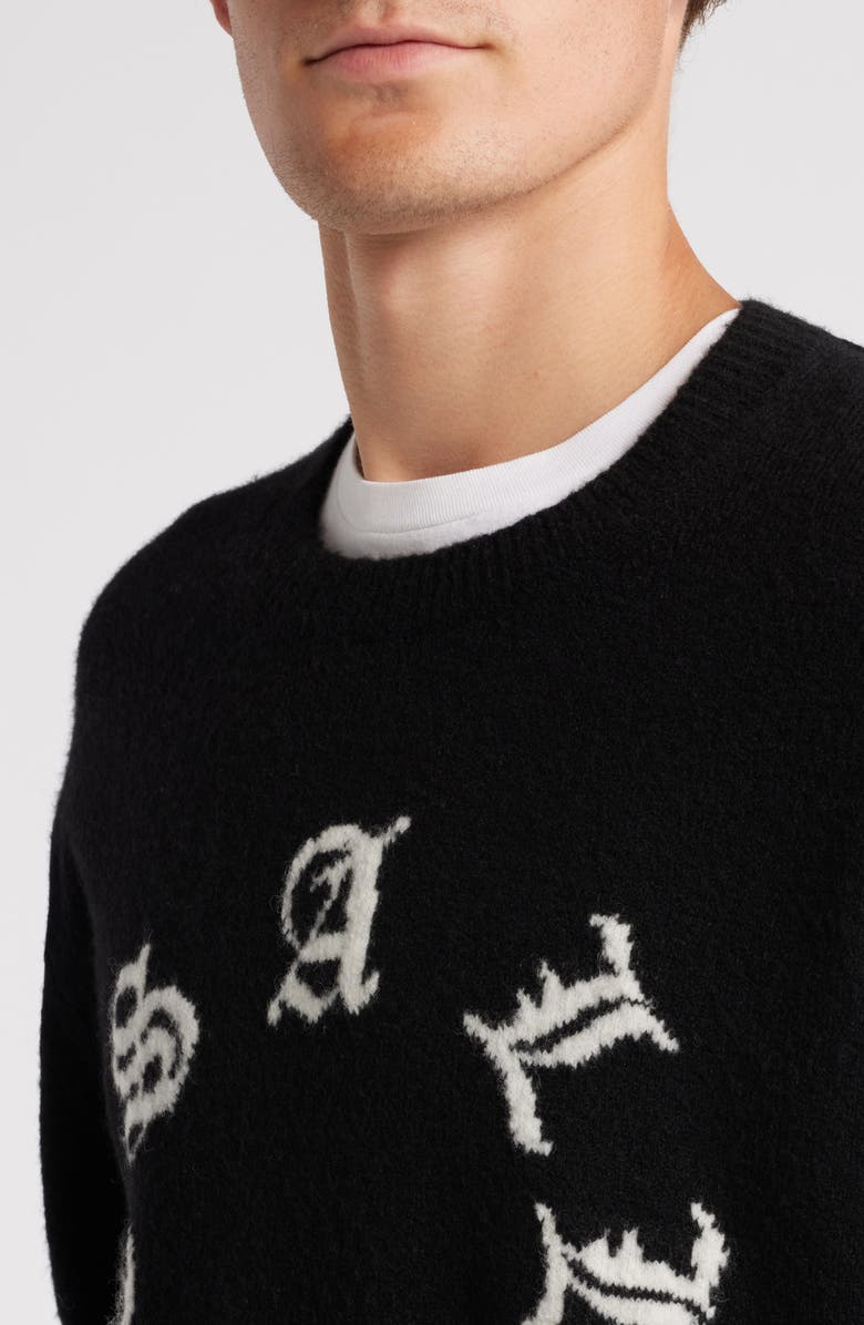 AllSaints Scripture Graphic Crewneck Sweater, Alternate, color,
