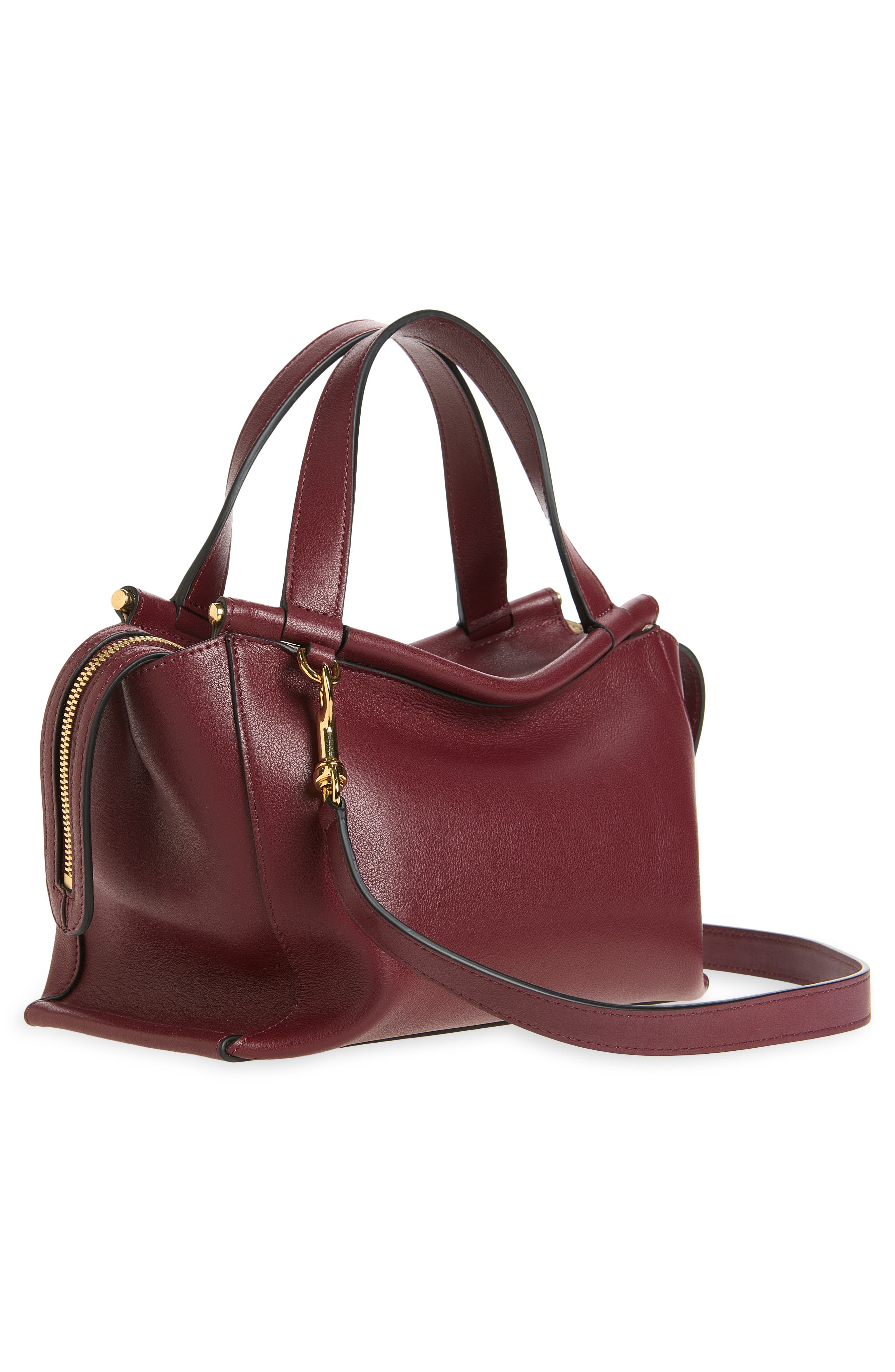 Ida Leather Top Handle Bag, Alternate, color, BORDEAUX