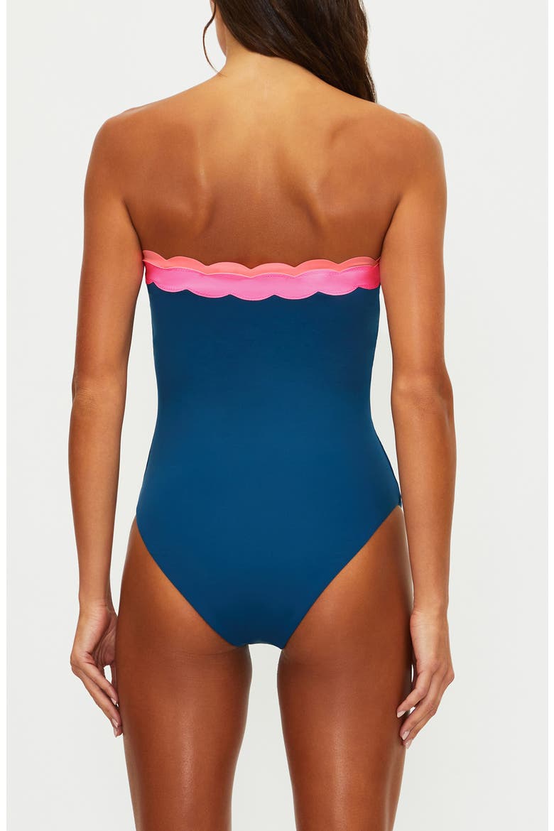 Josy Scalloped Bandeau One-Piece Swimsuit, Alternate, color, SEASHELL ISLE COLORBLOCK