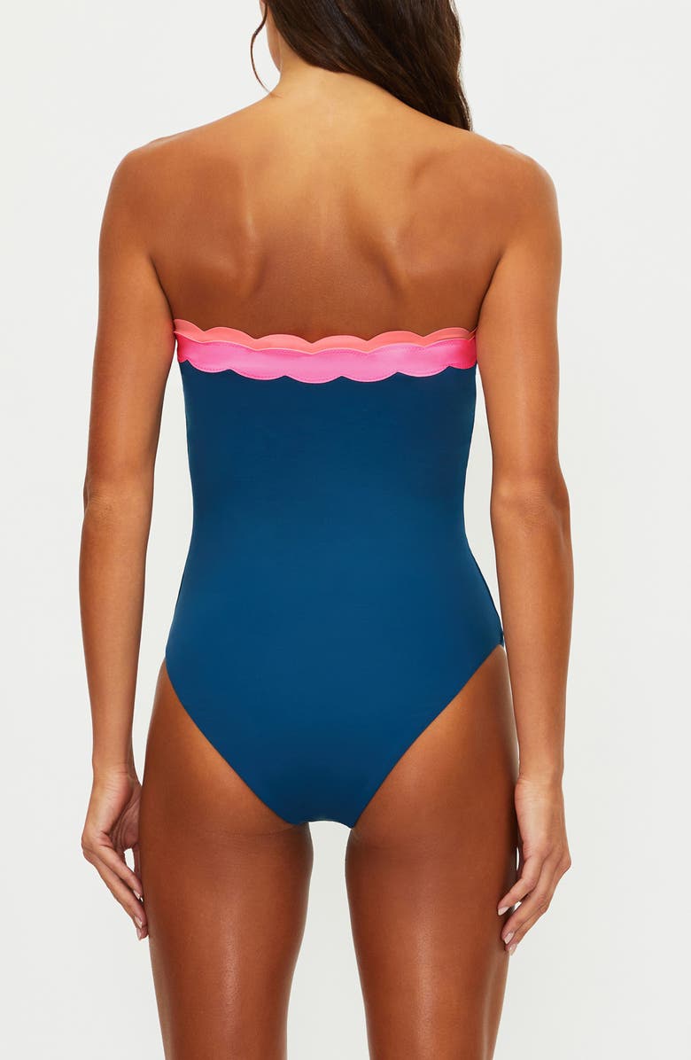 Beach Riot Josy Scalloped Bandeau One-Piece Swimsuit, Alternate, color, Seashell Isle Colorblock