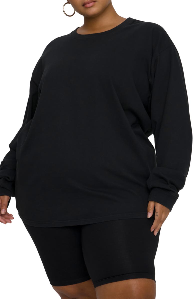 Good American Long Sleeve Crewneck T-Shirt, Alternate, color, 