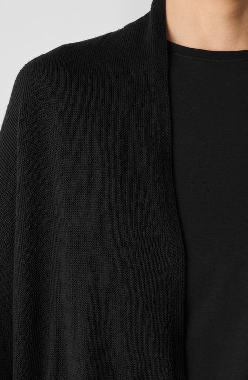 Eileen Fisher Patch Pocket Organic Linen & Organic Cotton Cardigan In Black