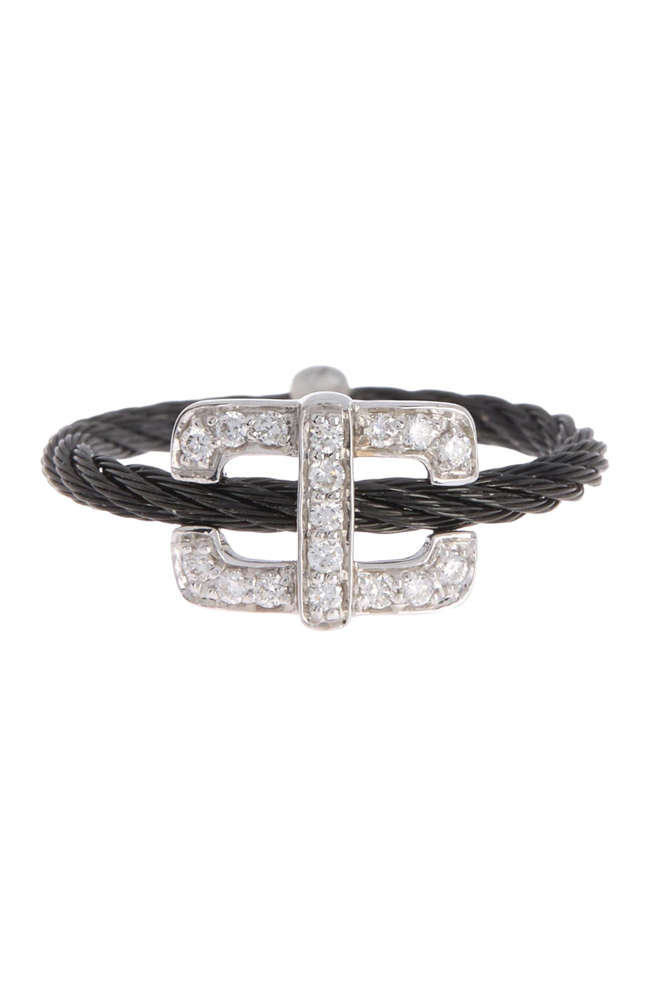 ALOR® 18K White Gold & Black Cable Diamond Ring - 0.14ctw | Nordstromrack