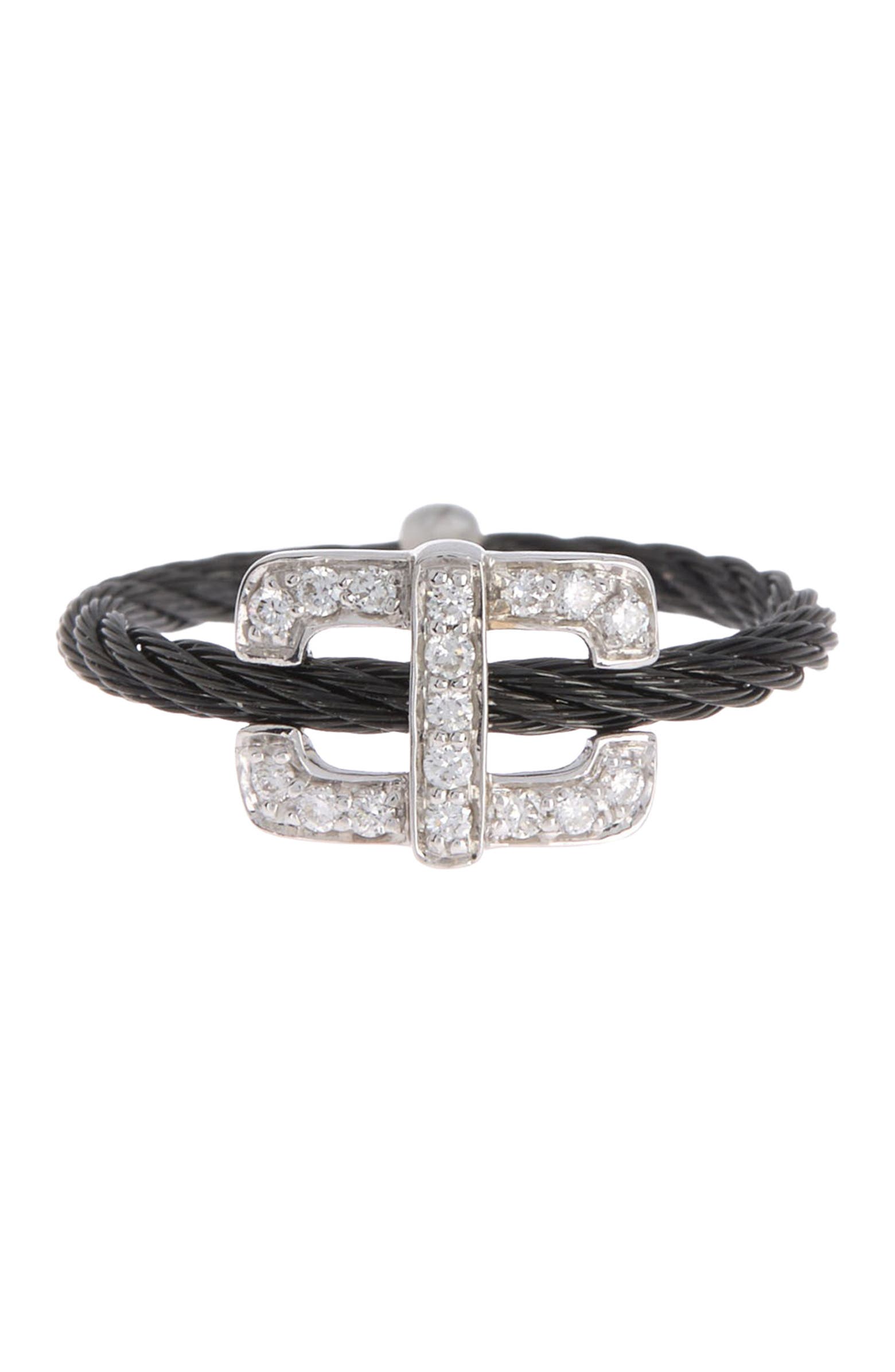 ALOR® 18K White Gold & Black Cable Diamond Ring - 0.14ctw | Nordstromrack