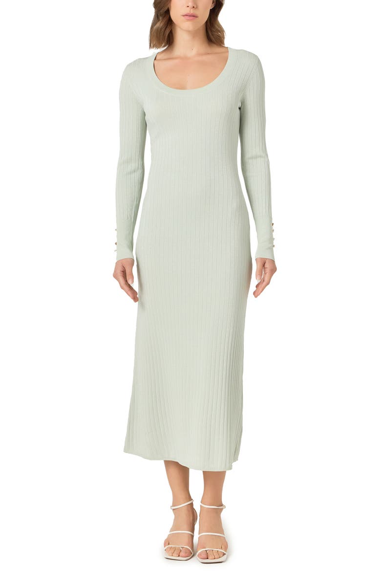 Long Sleeve Metallic Knit Dress, Alternate, color, SAGE
