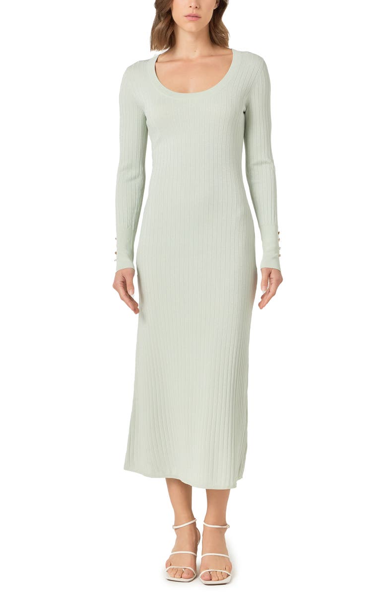 Endless Rose Long Sleeve Metallic Knit Dress, Alternate, color, Sage