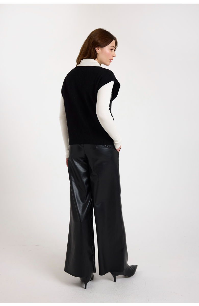 Brodie Pure Cashmere Tabby Knitted 100% Cashmere Vest, Alternate, color, Black