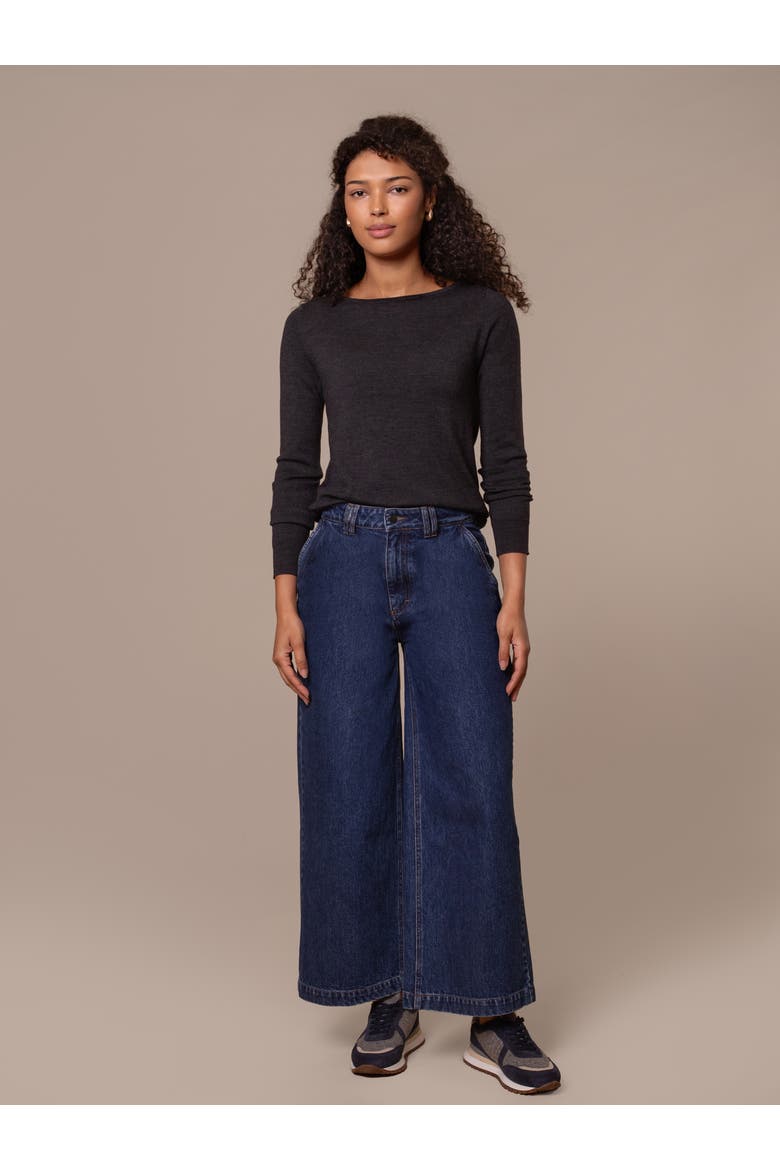 Crop Wide Leg Trousers, Alternate, color, Indigo Mid Wash