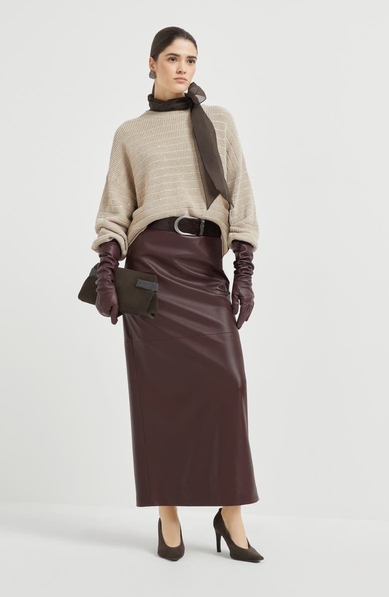 Brunello Cucinelli Cotton Diamond yarn sweater, Alternate, color, Warm Beige