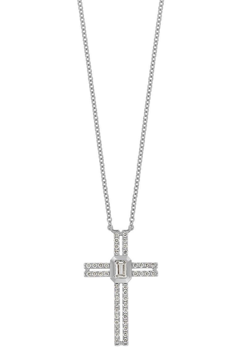 Varda 18k Gold Diamond Cross Necklace, Main, color, WHITE