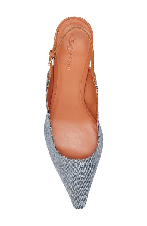 Shop Cinq À Sept Sylvie Pointed Toe Slingback Pump In Light Indigo/saddle