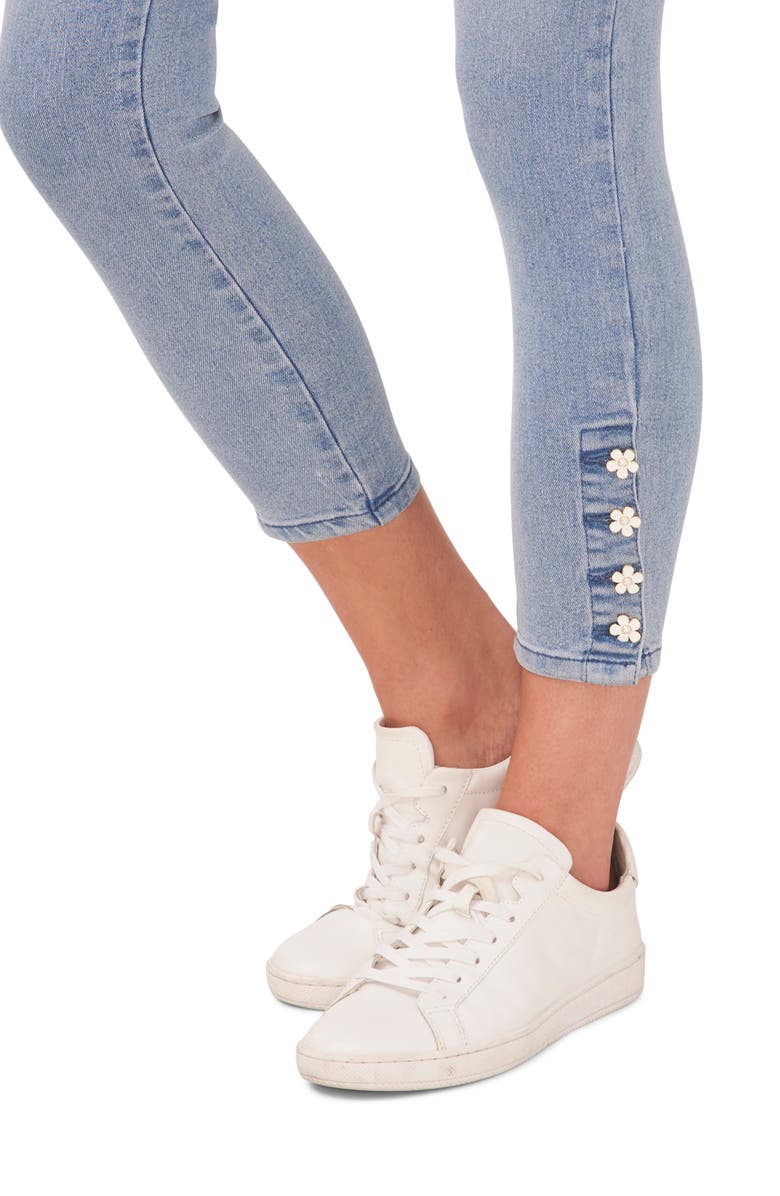 CeCe Floral Button Skinny Ankle Jeans, Alternate, color, 