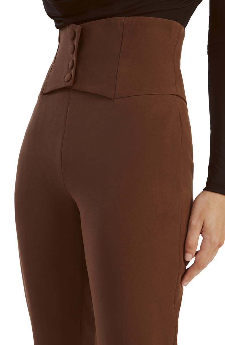 Bardot Corset High Waist Ankle Pants, Alternate, color, Chocolate