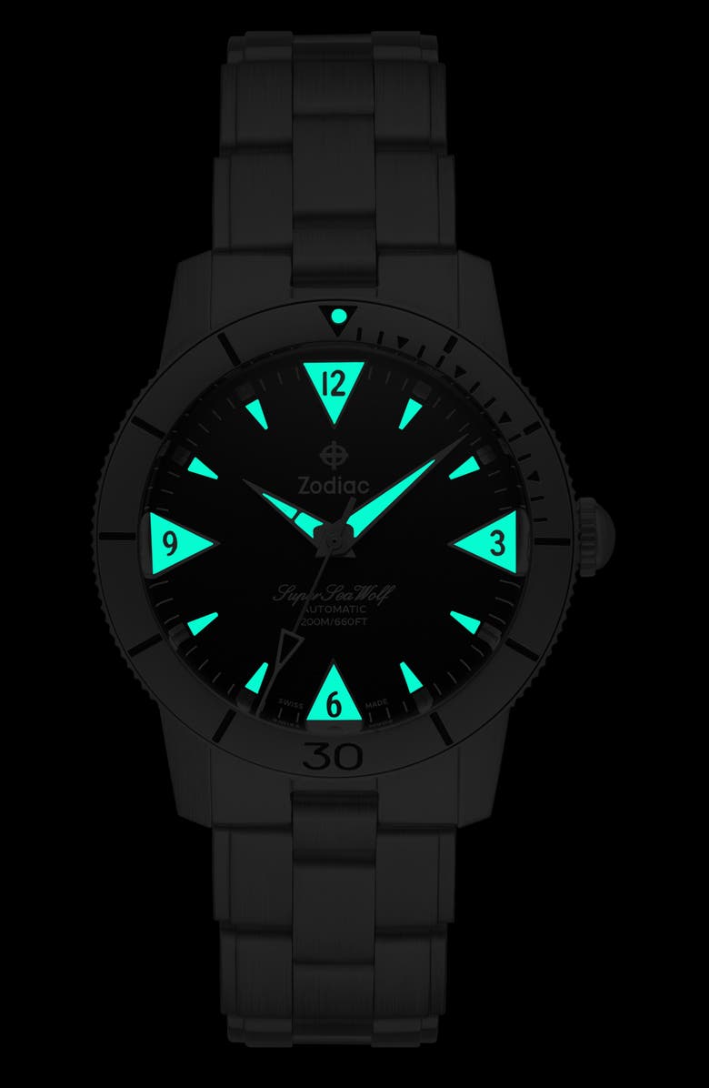 Zodiac Skin Diver Automatic Stainless Steel Watch, 39mm, Alternate, color, Silver