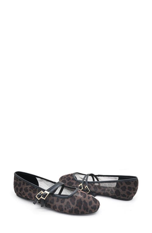 Reaction Kenneth Cole Malibu Mary Jane Flat In Leopard Mesh